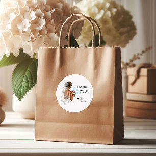 African American Bridal Shower Heart  Classic Round Sticker