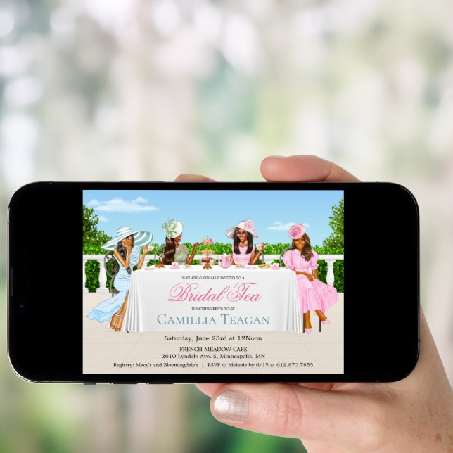 African American Bridal Tea Party Invitation (Front Digital)