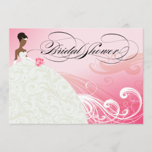 AFRICAN AMERICAN BRIDE Bridal Shower baby pink Invitation