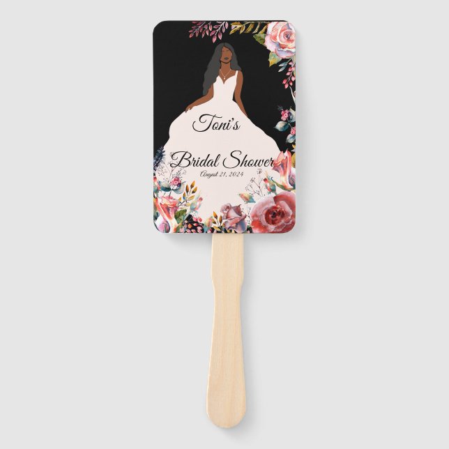 African American Bride Bridal Shower Fan (Front)