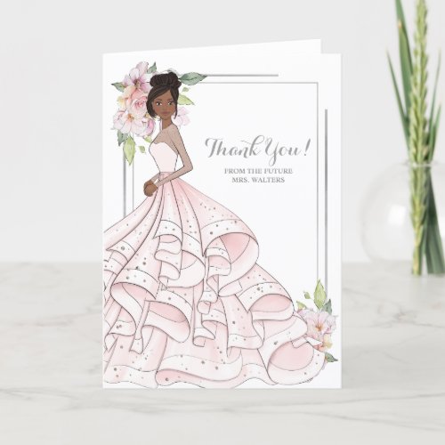 African American  Bride Bridal Shower Future Mrs Thank You Card