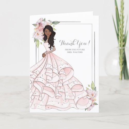 African American Bride Bridal Shower Future Mrs Thank You Card