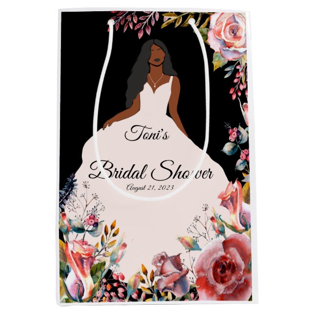 African American Bride Bridal Shower Gift Bag  (Front)