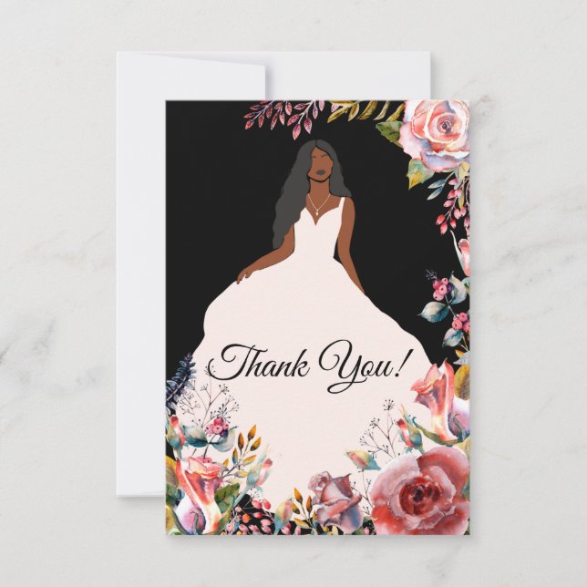 African American Bride Bridal Shower Thank You (Front)