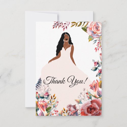 African American Bride Bridal Shower Thank You