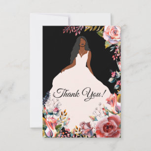African American Bride Bridal Shower Thank You Card
