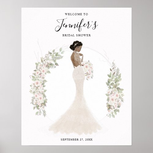 African American Bride Bridal Shower Welcome Sign