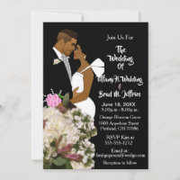 African American Bride & Groom White Wedding 