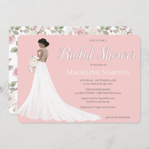 African American Bride Wedding Gown Bridal Shower Invitation