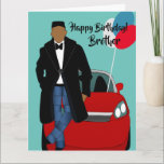 African American Brother Birthday Card<br><div class="desc">This cool birthday day card features an African American male with a black coat,  jeans,  and a tie.  Send a card out to your brother that's relatable and expresses your message the way you intended.</div>