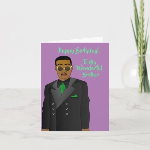 African American Brother Suit  Tie Birthday Card