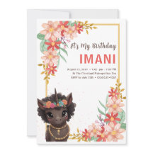 African American Brown Unicorn Kids Birthday