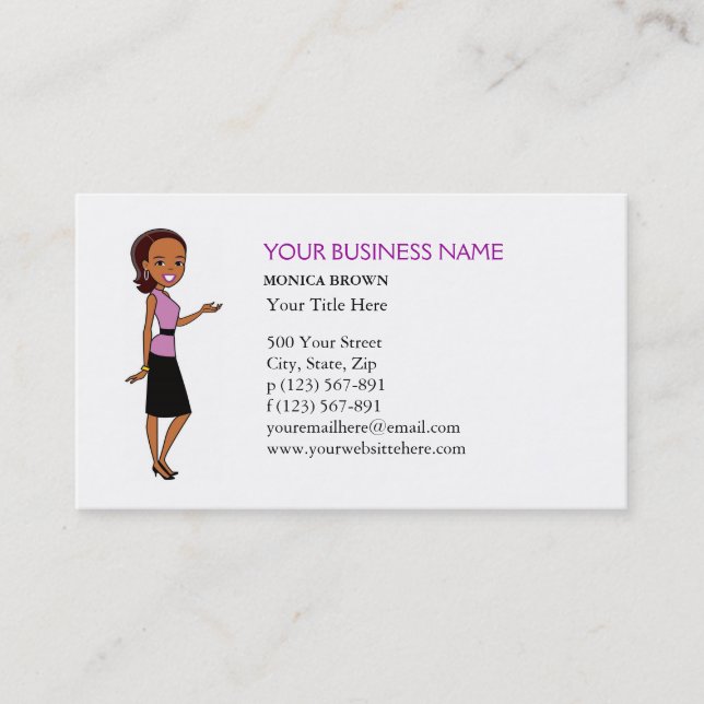 African American Business Card with Illustration (Front)