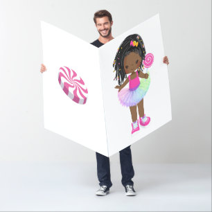 African American Candy Land Girl Birthday Card