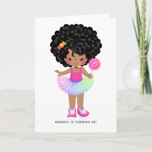 African American Candy Land Girl Birthday Party Invitation