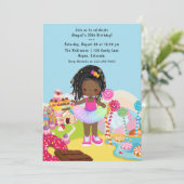 African American Candy Land Girl Birthday Party Invitation (Standing Front)