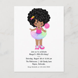 African American Candyland Girl Birthday Party Postcard