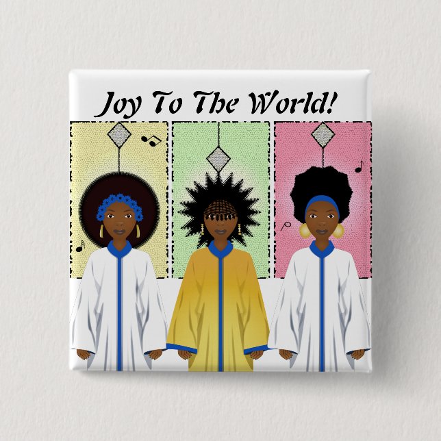 African American Carolers Singers Christmas Choir Button (Front)