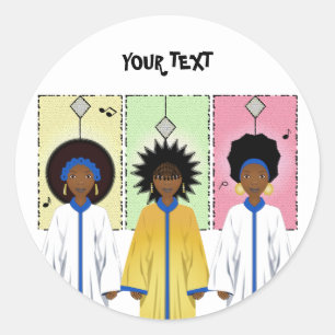African American Carolers Singers Christmas Choir Classic Round Sticker