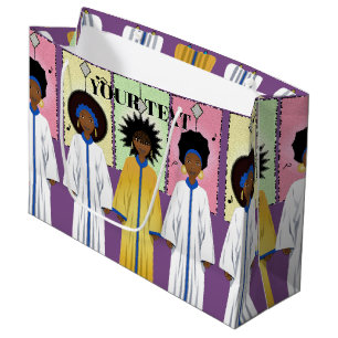 African American Carolers Singers Christmas Choir Large Gift Bag