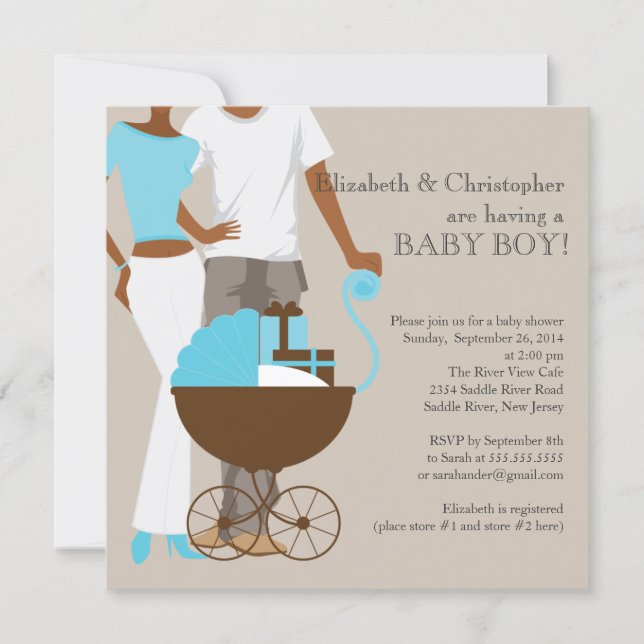 African American Carriage Couple Baby Shower Invitation (Front)