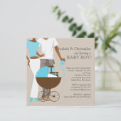 African American Carriage Couple Baby Shower Invitation (Standing Front)