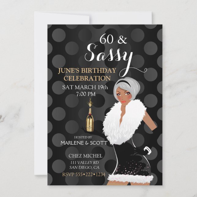 African American Celebration Party Girl Champagne Invitation (Front)