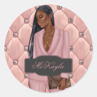 African-American CEO Boss Woman Classic Round Sticker
