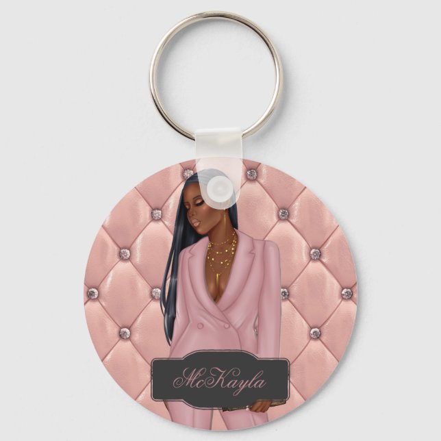 African-American CEO Boss Woman Keychain (Front)