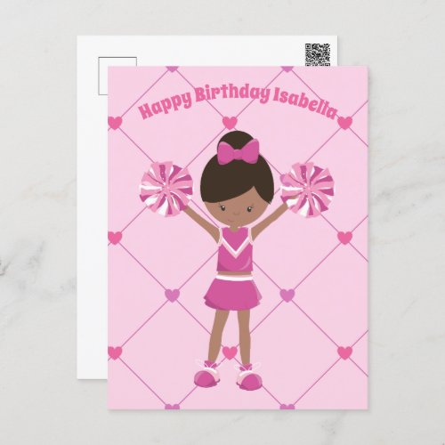 African American Cheerleader Custom Birthday Girl Postcard