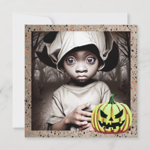 African-American Child with Big Eyes Halloween Invitation