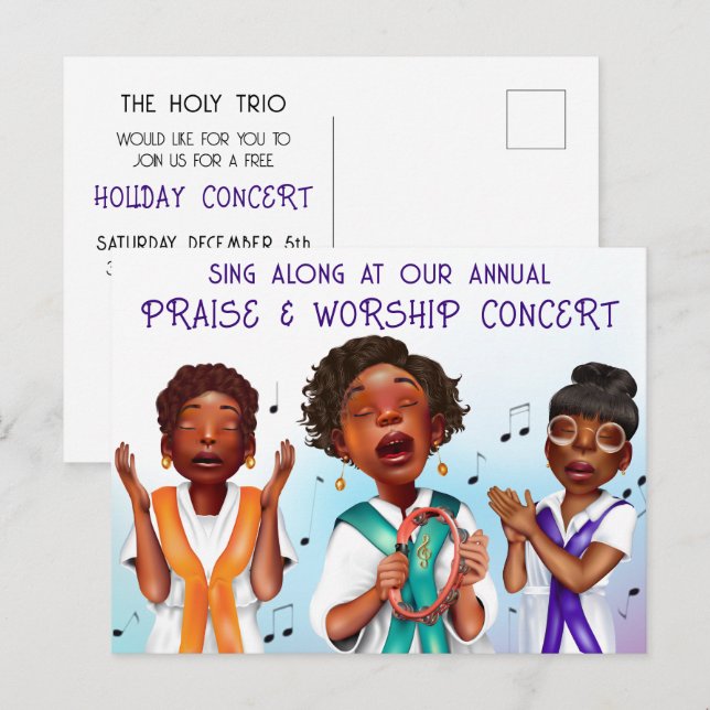 African American Choir Concert Holiday Postcard (Front/Back)
