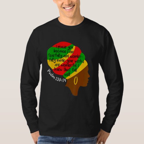 African American Christian Bible Verse Black Hair  T_Shirt