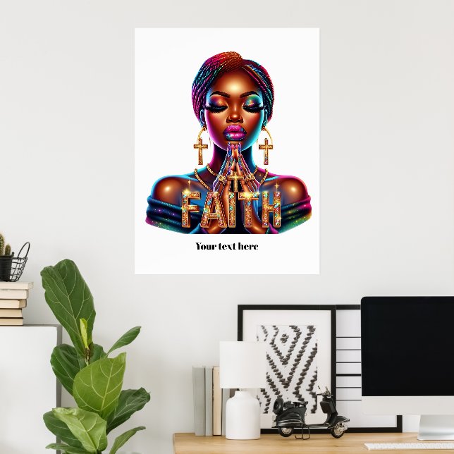 African American Christian Faith Inspirational Poster (Home Office)