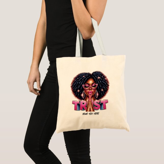 African American Christian “Trust” Inspirational Tote Bag (Front (Product))