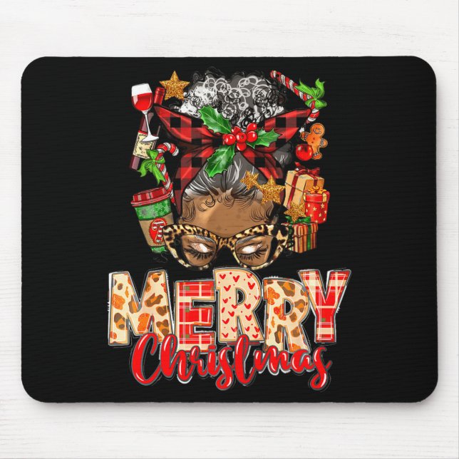 African American Christmas African Black Xmas Mom  Mouse Pad (Front)
