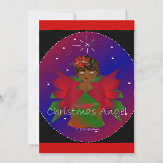 African-American Christmas Angel Baby Girl Praying Invitation