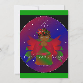 African-American Christmas Angel Baby Girl Praying Invitation