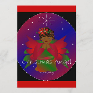 African-American Christmas Angel Baby Girl Praying Invitation