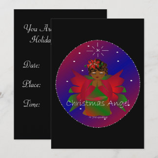 African-American Christmas Angel Baby Girl Praying Invitation