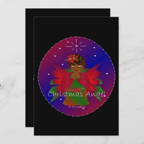 African_American Christmas Angel Baby Girl Praying Invitation