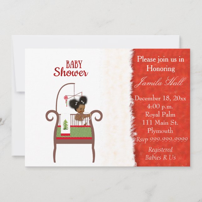 African American Christmas Baby Shower Invitation (Front)