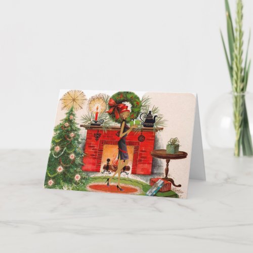 African American Christmas Card with Beautiful