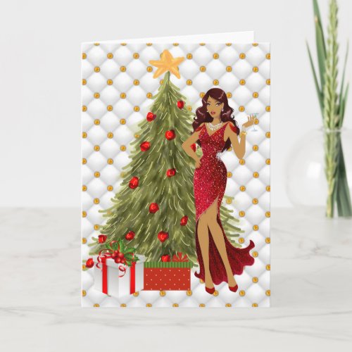 African American Christmas Card with Beautiful