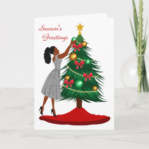 African American Christmas Card Woman