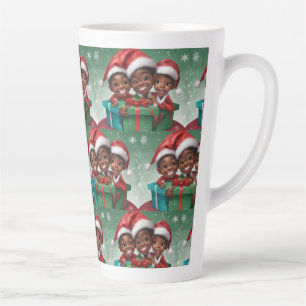 African American Christmas Elf Latte Mug