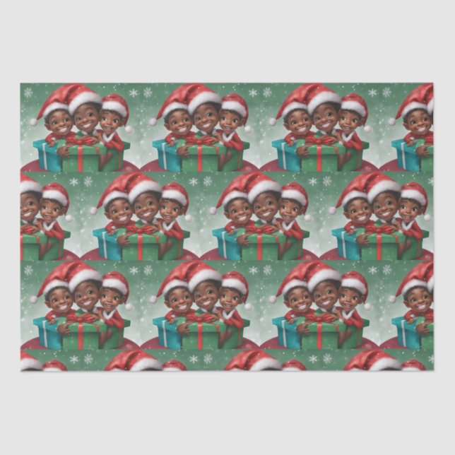 African American  Christmas Elf  Tissue Paper (Front)