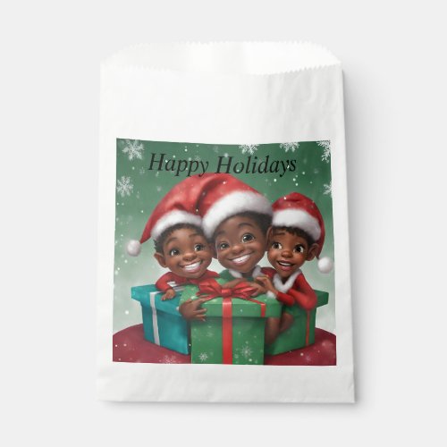 African American Christmas Elfs  Favor Bag