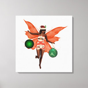 African American Christmas Fairy Canvas Wall Art