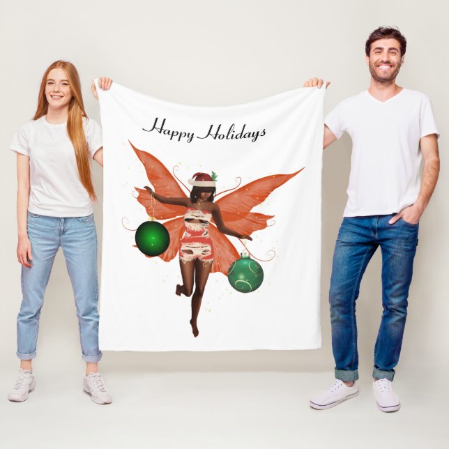 African American Christmas Fairy Fleece Blanket (In Situ)